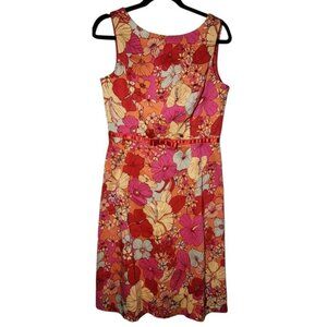 Ombre Multicolor Floral Sleeveless Dress Size 10 70's Retro Whimsical Boho Fairy
